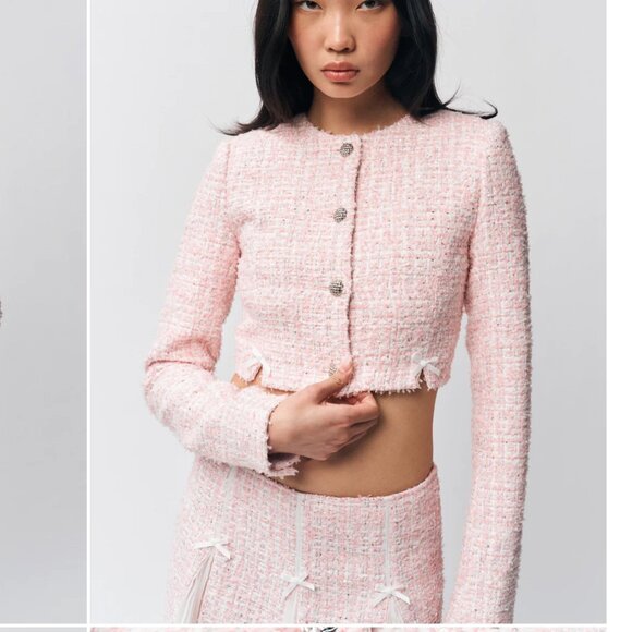 NWT Guizio Colette Jacket, Baby Pink Tweed, S - Picture 1 of 5